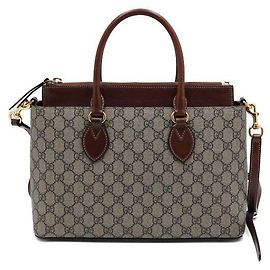 Gucci Borsa Tote e Borsa a Spalla in Tela Supreme GG Marrone