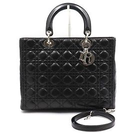 Dior Borsa Tote e Borsa a Spalla Lady Large Cannage Nera Nero