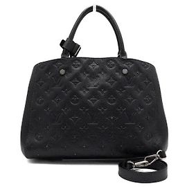 Louis Vuitton Borsa Tote e Borsa a Spalla Montaigne MM in Monogram Black Empriente Studs Marrone