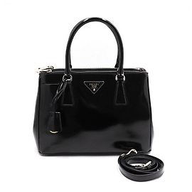 Prada Borsa Tote Galleria nera lucida, borsa a tracolla Nero