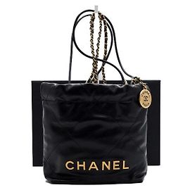 Chanel Mini borsa a tracolla e crossbody in metallo dorato Nero