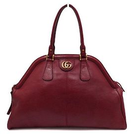 Gucci Red Leather Large Top Handle Tote Bag Red