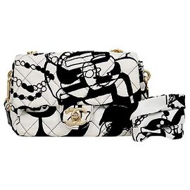 Chanel Bolsa de mão e de ombro com estampa bicolor Multicor