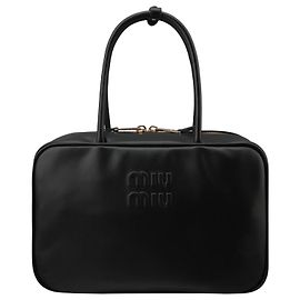 Miu Miu Leather Top Handle Tote Bag Black Black