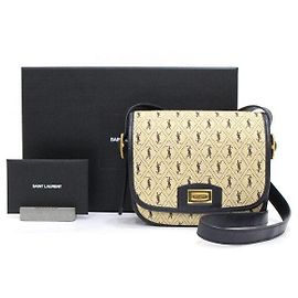 Saint Laurent Borsa a tracolla e borsa crossbody oversize in tela e lana Monogram Marrone
