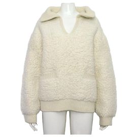 Céline Alpaka-Mischung Strickpullover für Damen Weiß