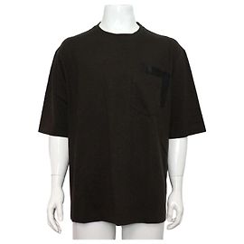Hermès Kurzärmeliges Herren-T-Shirt mit Logo und Lederpatch Mehrfarben