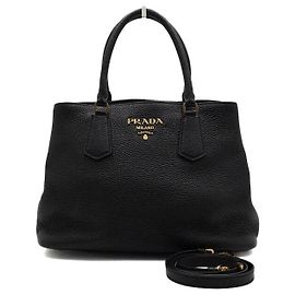 Prada Tote e borsa a tracolla in pelle Vitello Daino nera Nero