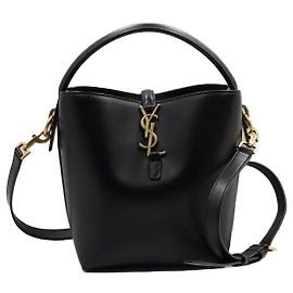 Saint Laurent Piccola borsa a tracolla e borsa crossbody in pelle lucida Nero