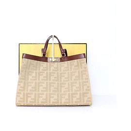 Fendi FF Canvas Peekaboo Medium Tote Bag Schultertasche Braun