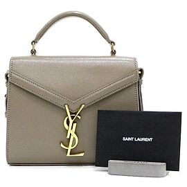 Saint Laurent Bolsa Tote e Bolsa de Ombro Cassandra Mini Top Handle Feminina em Caviar Marrom