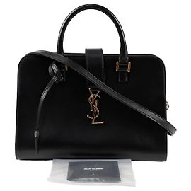 Saint Laurent Piccola borsa tote in pelle a tracolla nera e oro Nero