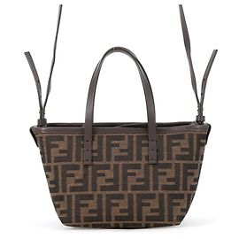 Mini sac à main Fendi Roll FF Jacquard Marron