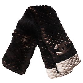 Estola de couro marrom e branco Chanel Marrom Branco