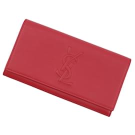 Portefeuille long en cuir rouge Yves Saint Laurent Rouge