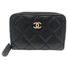 Portafoglio con zip Chanel Caviar Skin Classic Nero