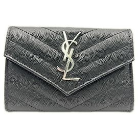 Saint Laurent Cassandra Small Envelope Wallet Black