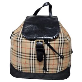 Burberry Vintage Haymarket Check Buckle Backpack Black/Beige Black Beige