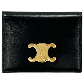Céline Celine Black Bifold Business Card Case Black