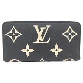 Louis Vuitton Bicolor Monogram Empreinte Zippy Wallet Black Beige