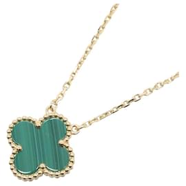 Van Cleef & Arpels Vintage Alhambra Malachite Necklace Golden Green