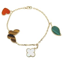 Bracelet charm Lucky Alhambra de Van Cleef & Arpels Marron Blanc Doré Vert