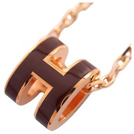 Hermès Collar Hermes Mini Pop H Dorado Burdeos