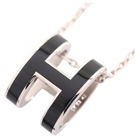 Hermès Colar POP H Hermes Preto Prata