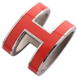Hermès Colar com pingente POP H Hermes Prata Vermelho