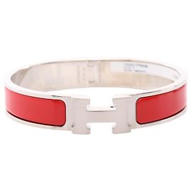 Bracciale Hermès Clic Clac PM Argento Rosso