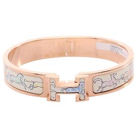 Pulseira Hermès Clic Clac PM Free Horse Multicor Dourado Cru