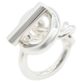 Anel Hermès Croisette GM Prata