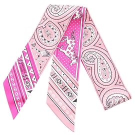 Hermès Hermes Twilly Cheval de Coeur Bandana Scarf Rosa Branco