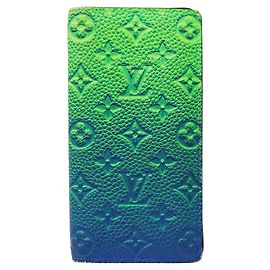 Louis Vuitton Men's Long Taurillon Illusion Wallet Blue Light green