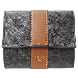 Céline Carteira bi-fold de couro marrom Celine Marrom