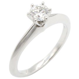 Tiffany & Co. Platinum Solitaire Band Ring Silvery Other