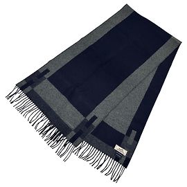 Hermès Hermes Men's Cashmere Stole Brown Navy blue