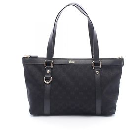 Borsa tote Gucci Abbey nera in pelle e tela Nero
