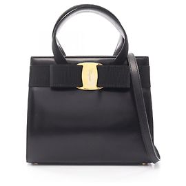 Salvatore Ferragamo Vara Ribbon 2-Way Handbag Black