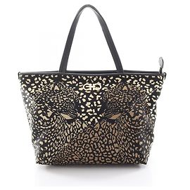Sac cabas Salvatore Ferragamo Gancini imprimé léopard Noir Beige Écru
