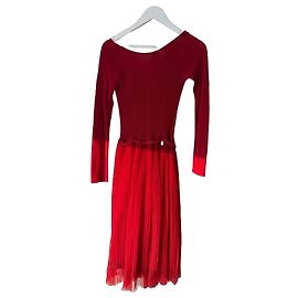 Dior Rotes Strickkleid mit Tüllrock Rot