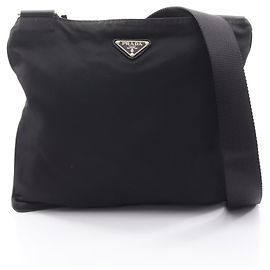 Sac à épaule noir avec logo Triangle Prada Noir