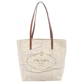 Sac cabas Prada Mistolino+Vitell Marron Écru