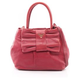 Prada NAPPA FIOCCO 2-Way Handbag Red