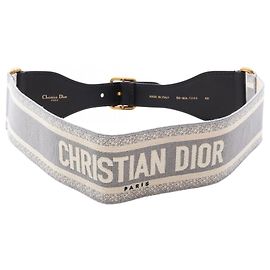 Christian Dior Embroidered Maxi Belt Brown Black White