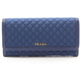 Carteira longa bi-fold acolchoada Prada Azul