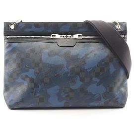 Louis Vuitton Hunter Damier Cobalt Camouflage Shoulder Bag Black Blue