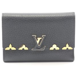Cartera Louis Vuitton Portefeuille Capucines Compact Noir Tri-fold Wallet Negro