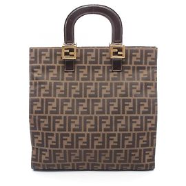 Fendi Zucca Tote Bag Brown Leather and Canvas Brown