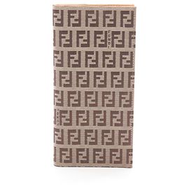 Fendi Zucchino Bi-fold Long Wallet Brown Beige